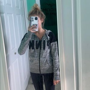 Pink VS Zip Up Gray Hoodie
